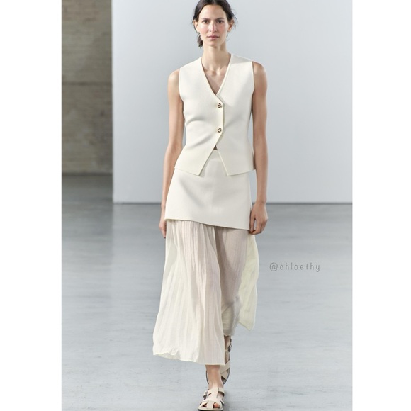 Zara MIXED PLEATED KNIT SKIRT - Picture 8 of 16